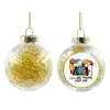 Transparent Christmas tree ball ornament with gold filling 8cm