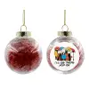 Transparent Christmas tree ball ornament with red filling 8cm
