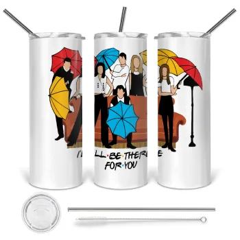 Friends cover, Tumbler ποτήρι θερμό από ανοξείδωτο ατσάλι 600ml, με μεταλλικό καλαμάκι & βούρτσα καθαρισμού