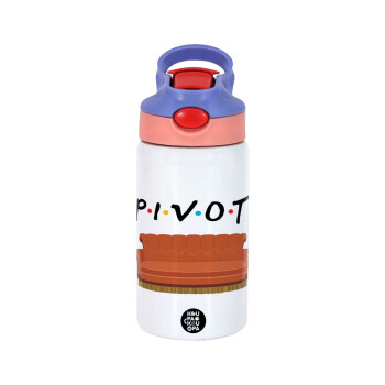 Friends Pivot, Children's hot water bottle, stainless steel, with safety straw, pink/purple (350ml)