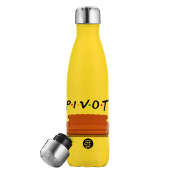 Friends Pivot, Μεταλλικό παγούρι θερμός Κίτρινος (Stainless steel), διπλού τοιχώματος, 500ml