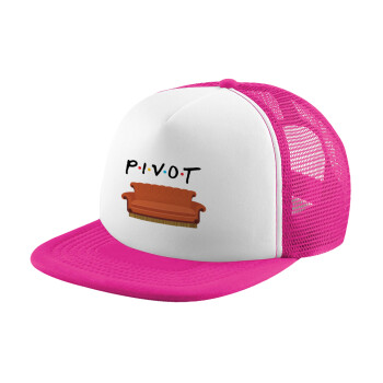 Friends Pivot, Καπέλο Soft Trucker με Δίχτυ Pink/White 