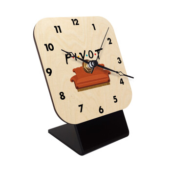 Friends Pivot, Quartz Table clock in natural wood (10cm)