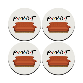 Friends Pivot, SET of 4 round wooden coasters (9cm)