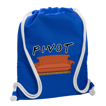 Friends Pivot, Τσάντα πλάτης πουγκί GYMBAG Μπλε, με τσέπη (40x48cm) & χονδρά κορδόνια