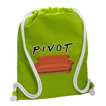 Friends Pivot, Τσάντα πλάτης πουγκί GYMBAG LIME GREEN, με τσέπη (40x48cm) & χονδρά κορδόνια