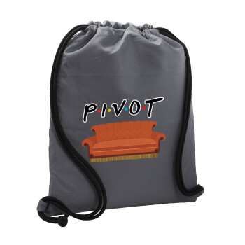 Friends Pivot, Backpack pouch GYMBAG GREY, with pocket (40x48cm) & thick cords