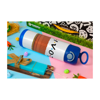 Friends Pivot, Easter candle, Childrens hot water bottle, stainless steel, with safety straw, BLUE (500ml)
