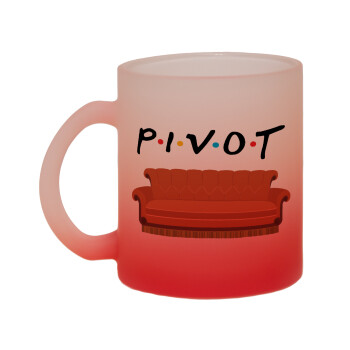 Friends Pivot, Κούπα γυάλινη δίχρωμη με βάση το κόκκινο ματ, 330ml
