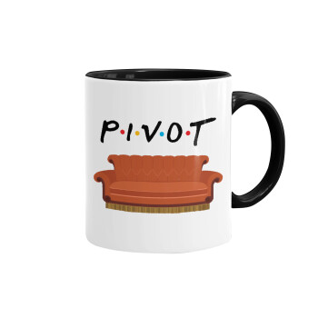 Friends Pivot, Κούπα χρωματιστή μαύρη, κεραμική, 330ml
