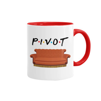 Friends Pivot, Κούπα χρωματιστή κόκκινη, κεραμική, 330ml