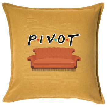 Friends Pivot, Μαξιλάρι καναπέ Κίτρινο 100% βαμβάκι, περιέχεται το γέμισμα (50x50cm)
