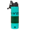 Metallic water bottle with safety lid, 850ml aluminum