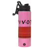 Metallic water bottle with safety lid, 850ml aluminum