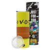 Neon Yellow Travel Tumbler θερμό, μεταλλικό καλαμάκι(Ανωξείδωτο 304 Food grade, BPA free, 600ml)