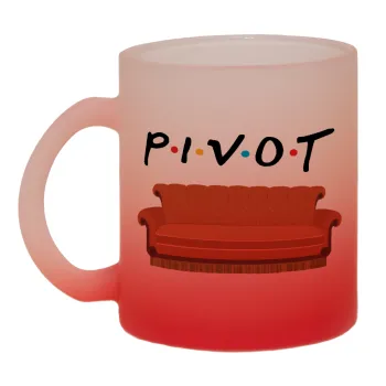 Friends Pivot, Κούπα γυάλινη δίχρωμη με βάση το κόκκινο ματ, 330ml