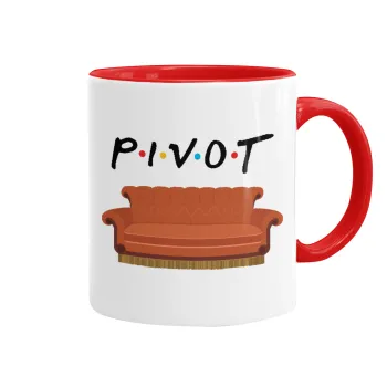Friends Pivot, Κούπα χρωματιστή κόκκινη, κεραμική, 330ml