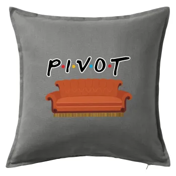 Friends Pivot, Μαξιλάρι καναπέ Γκρι 100% βαμβάκι, περιέχεται το γέμισμα (50x50cm)