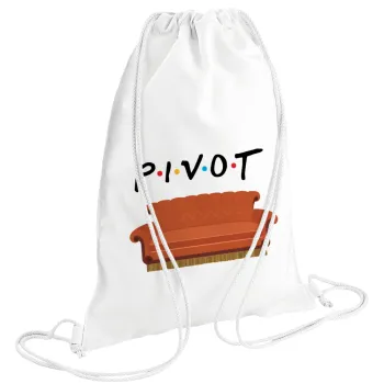 Friends Pivot, Τσάντα πλάτης πουγκί GYMBAG λευκή (28x40cm)