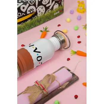 Friends Pivot, Πασχαλινή Λαμπάδα με παγούρι μεταλλικό (620ml, stainless steel) & κερί αρωματικό πλακέ (30cm) (ΡΟΖ)