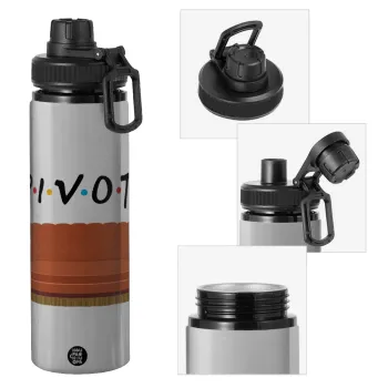 Friends Pivot, Metallic water bottle with safety cap, 850ml aluminum