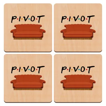 Friends Pivot, ΣΕΤ x4 Σουβέρ ξύλινα τετράγωνα plywood (9cm)