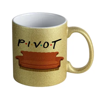 Friends Pivot, Κούπα Χρυσή Glitter που γυαλίζει, κεραμική, 330ml