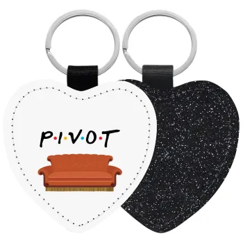 Friends Pivot, Μπρελόκ PU δερμάτινο glitter καρδιά ΜΑΥΡΟ