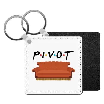 Friends Pivot, Μπρελόκ Δερματίνη, τετράγωνο ΜΑΥΡΟ (5x5cm)