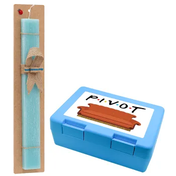 Friends Pivot, Easter Set, children's snack container BLUE & Easter aromatic flat candle (30cm) (TURQUOISE)