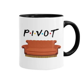 Friends Pivot, Κούπα χρωματιστή μαύρη, κεραμική, 330ml
