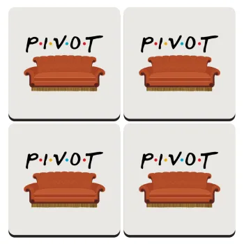 Friends Pivot, ΣΕΤ 4 Σουβέρ ξύλινα τετράγωνα (9cm)