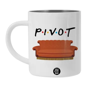 Friends Pivot, BIG Mug Stainless steel double wall (450ml, White)