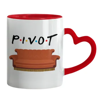 Friends Pivot, Mug heart red handle, ceramic, 330ml