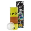 Neon Yellow Travel Tumbler θερμό, μεταλλικό καλαμάκι(Ανωξείδωτο 304 Food grade, BPA free, 600ml)