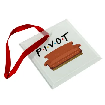 Friends Pivot, Christmas ornament, glass square ornament 9x9cm