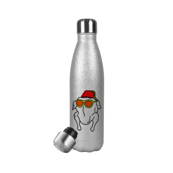 Friends turkey, Metallic Glitter Silver Thermos Flask (Stainless steel), double-walled, 500ml