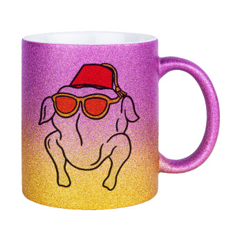Friends turkey, Κούπα Χρυσή/Ροζ Glitter, κεραμική, 330ml