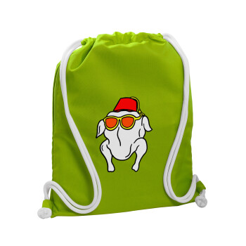 Friends turkey, Backpack bag GYMBAG LIME GREEN, with pocket (40x48cm) & thick cords
