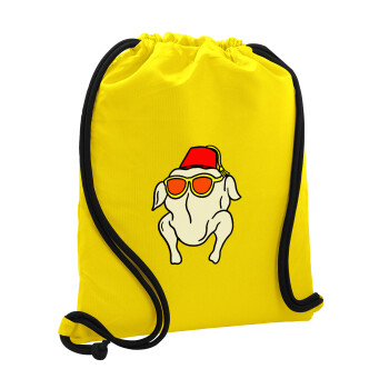 Friends turkey, Backpack pouch GYMBAG Yellow, with pocket (40x48cm) & thick cords