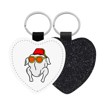 Friends turkey, Μπρελόκ PU δερμάτινο glitter καρδιά ΜΑΥΡΟ