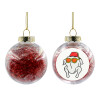 Στολίδι Χριστουγεννιάτικη μπάλα δένδρου διάφανη με κόκκινο γέμισμα 8cm