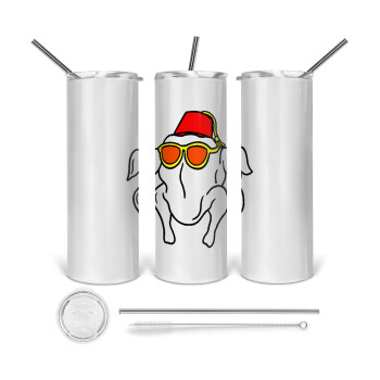 Friends turkey, 360 Eco friendly stainless steel tumbler 600ml, with metal straw & cleaning brush