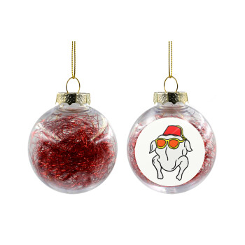 Friends turkey, Χριστουγεννιάτικη μπάλα δένδρου διάφανη με κόκκινο γέμισμα 8cm