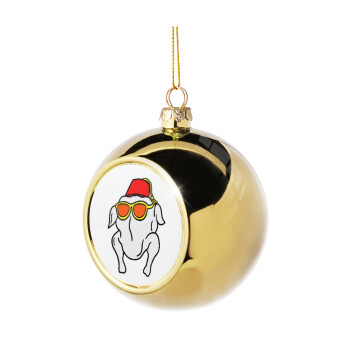 Friends turkey, Golden Christmas tree ball ornament 8cm