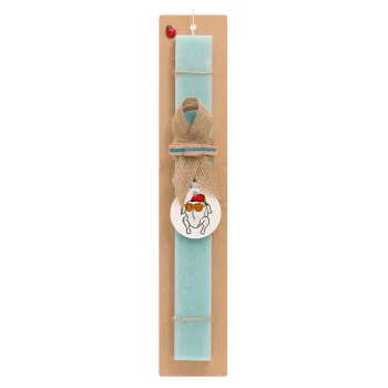 Friends turkey, Easter Set, wooden keychain & aromatic flat Easter candle (30cm) (TURQUOISE)