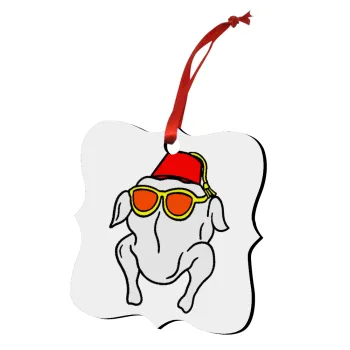 Friends turkey, Christmas ornament polygon wooden 7.5cm