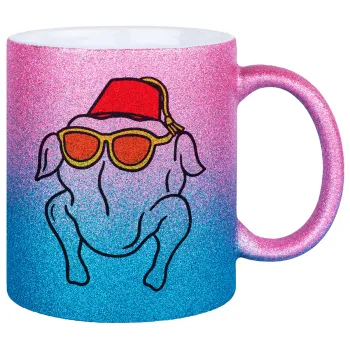 Friends turkey, Κούπα Χρυσή/Μπλε Glitter, κεραμική, 330ml