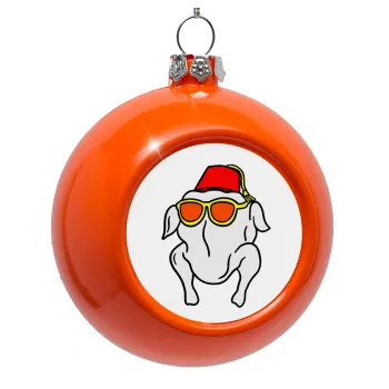 Friends turkey, Στολίδι Χριστουγεννιάτικη μπάλα δένδρου Πορτοκαλί 8cm