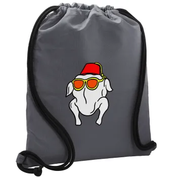 Friends turkey, Τσάντα πλάτης πουγκί GYMBAG ΓΚΡΙ, με τσέπη (40x48cm) & χονδρά κορδόνια